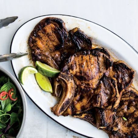 Vietnamese-Style Pork Chops with Fresh Herb Salad